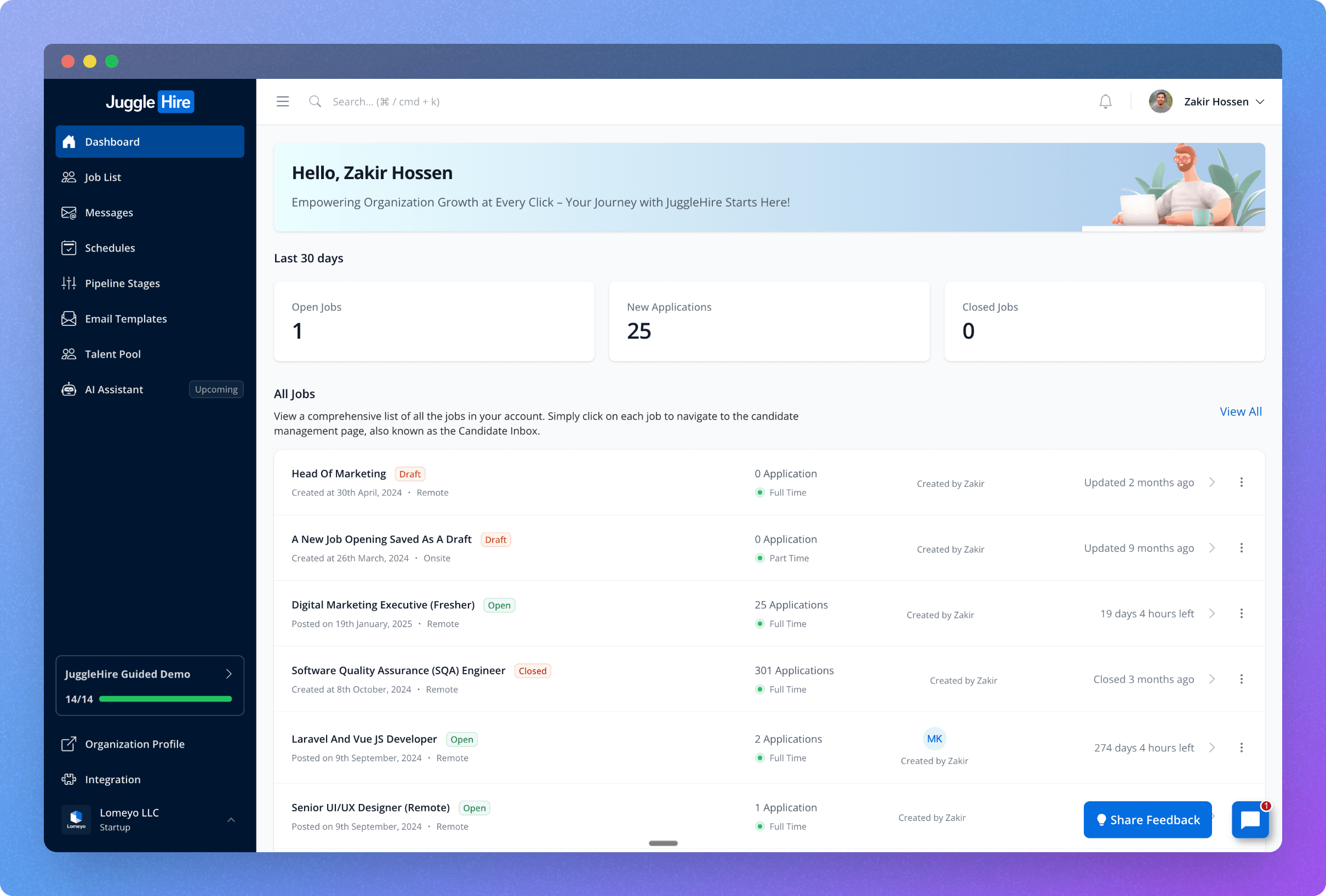 Application Dashboard